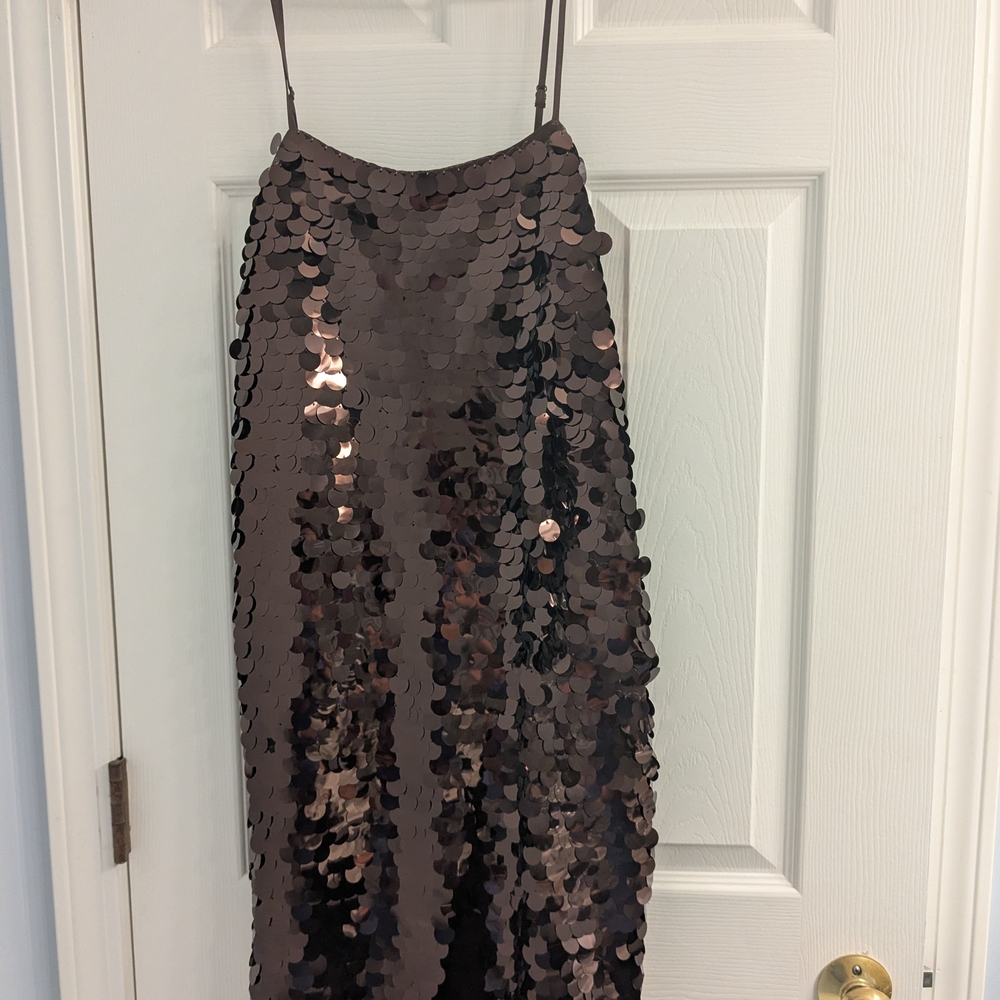 Brown Sequin Mini Dress